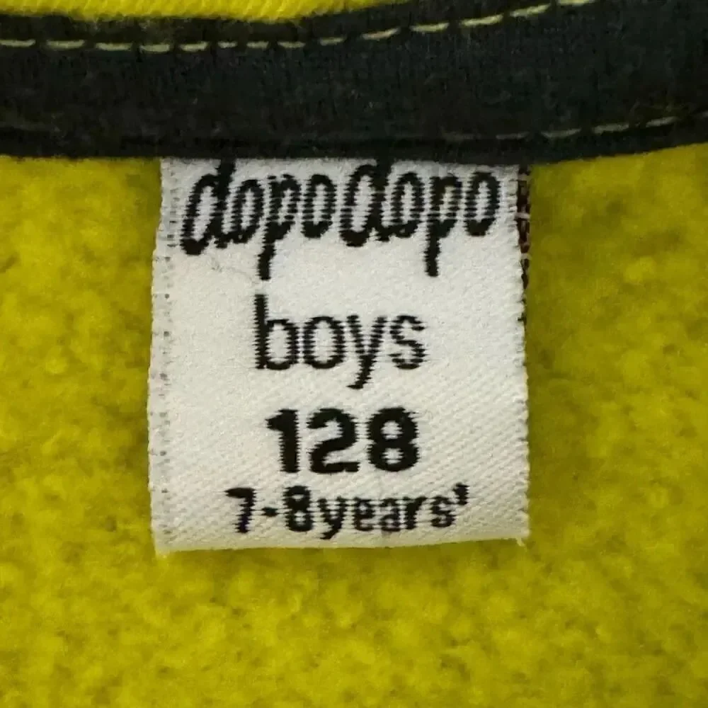 Dopodopo Neon Yellow Boys Cotton Blend Long Sleeves Hooded Sz S